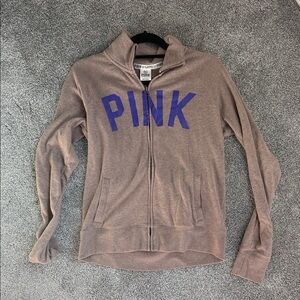 PINK Victoria's Secret Vintage Brown Hoodie with Purple Accents